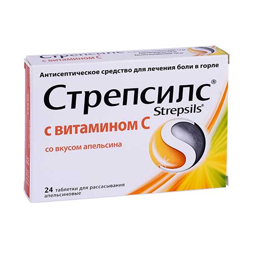 Стрепсилс с витамином С апельсин таб. №24