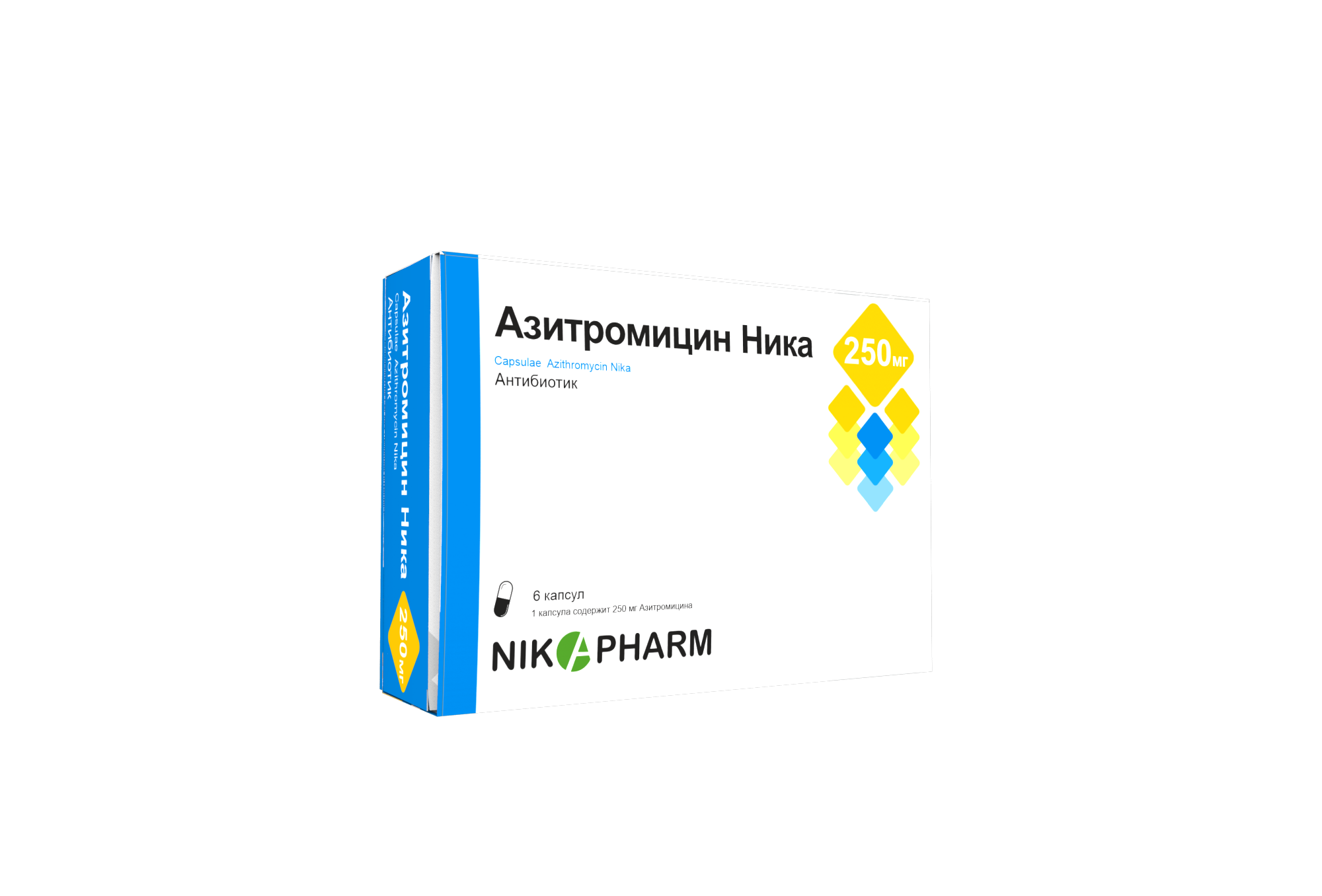 Азитромицин капс. (Ника ф.) 250мг №6, цена – купить азитромицин капс. (ника  ф.) 250мг №6 в Ташкенте | GoPharm.uz