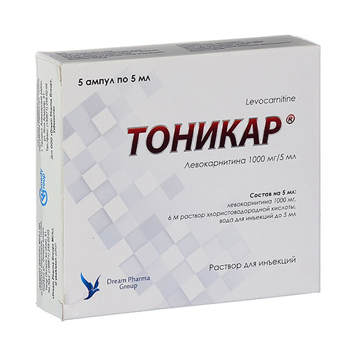 Тоникар р-р д/ин. 1000мг/5мл №5